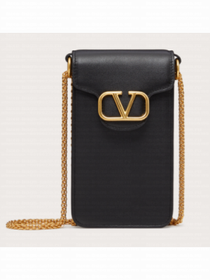 VALENTINO LOCO calf leather chain phone case WP0Z11 black