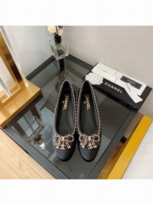 Chanel Lambskin Ballerinas with chain bow Black