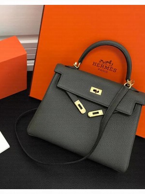 Hermes Kelly 25 Bag in Calf Leather with Gold Hardware Dark Green