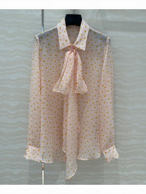 Gucci Women's Printed Silk Chiffon Shirt Pink