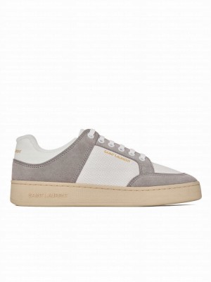 Saint Laurent Unisex Sl/61 Sneakers In Perforated Leather Gray