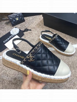 Chanel Quilted Lambskin Slingback Espadrilles Black Spring/Summer 2021 Collection