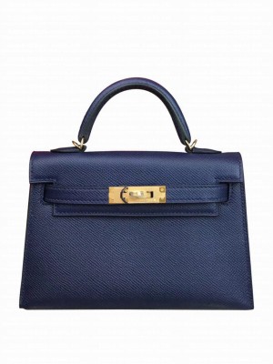 Hermes Kelly Bag 19 Epsom Leather Dark Blue