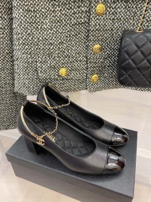 Chanel Heel 65mm Mary Janes With Chain Anklet Pumps Black Spring 2022 Collection