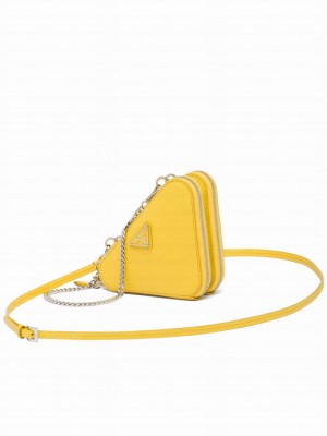 Prada Saffiano Leather Mini Pouch 1NR015 Yellow