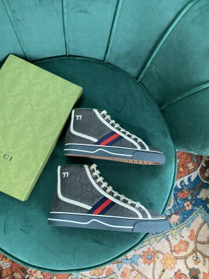 Gucci Unisex Tennis 1977 GG Multicolor high-top Gray Sneaker 2021 Collection