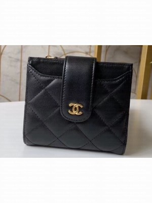 Chanel Small Wallet with Card Holder A31567 Lambskin Black