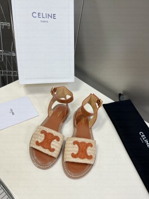 CELIE FLAT SANDALS IN RAFFIA & CALFSKIN 05