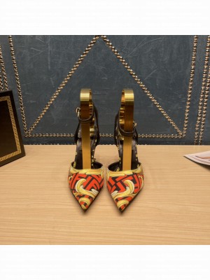 Fendace printed silk high-heeled slingbacks Red 2022 Collection