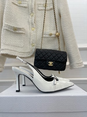 Christian Dior pointed toe 8.5cm Patent Leather Slingback Pump White