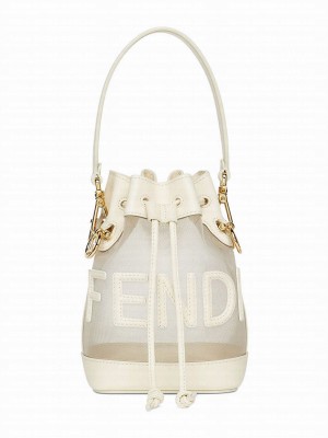 Fendi Leather And Mesh Mini-Bag 8BS010 Cream