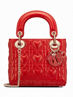 Christian Dior Mini Lady Dior Dioramour Bag Red
