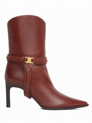 Celine Women's Verneuil Triomphe Harness Low Boot In Calfskin Mauve
