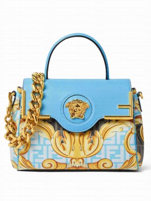 Fendi Fendace La Medusa Medium Handbag Blue