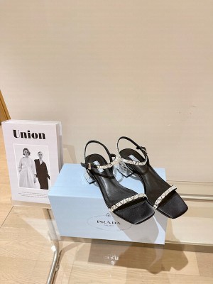 Prada Satin Sandals With Crystals 1X774M