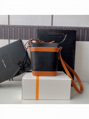 SAINT LAURENT KAIA SMALL SATCHEL IN SHINY LEATHER Y821002 black&brown