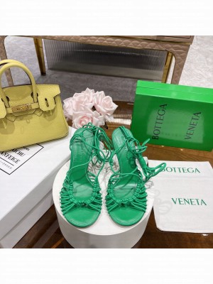 Bottega Veneta Dot Strap Lamskin 9.5cm Sandals 2022 Collection Green