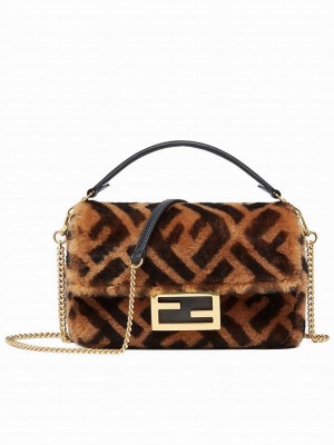 Fendi Mini Baguette Sheepskin Bag 8BS017 Coffee