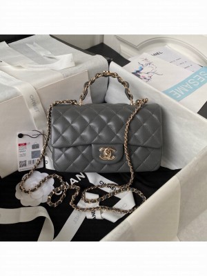 Chanel 24A mini flap bag with top handle AS2431 GRAY