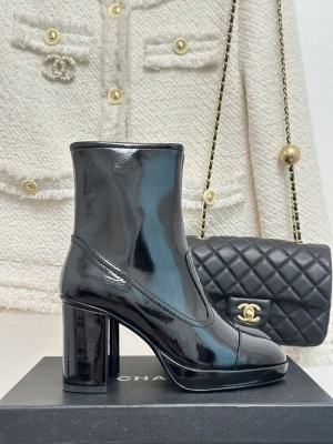 Chanel Patent Calfskin Black G45195 Boots
