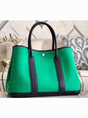 Hermes Canvas Garden Party 30/36 Bag Green