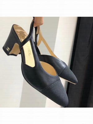 Chanel Heel 6.5cm Slingbacks G31318 Black/Grosgrain 2019