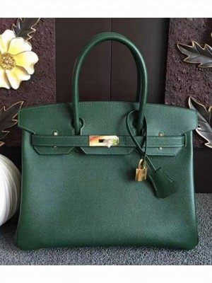 Hermes Birkin 30/35 Bag In Original Epsom Leather With Gold/Silver Hardware Dark Green