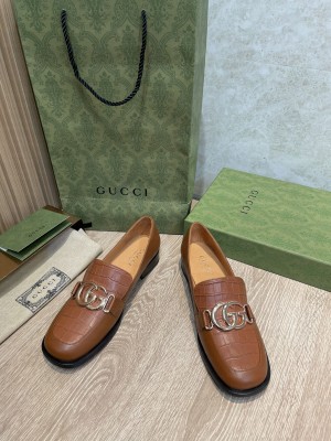Gucci Crocodile leather Loafer Double G Brown 2022 Collection