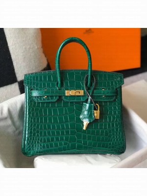 Hermes Birkin 25cm in Crocodile Embossed Calfskin Green 2020（Half-Handmade） Collection