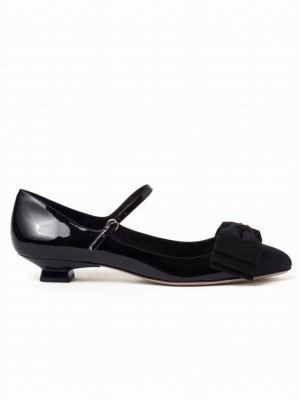 Miumiu Women's Patent Leather And Grosgrain Pumps Black