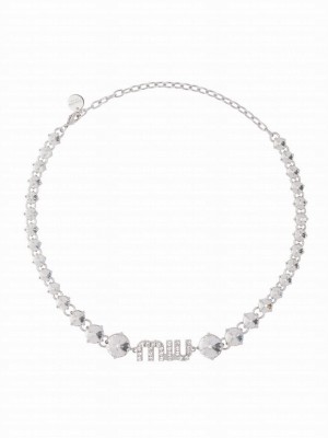 Miumiu Women's Crystal Necklace Silver