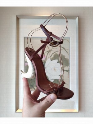 Givenchy Triple toes sandals in leather with white horn heel brown