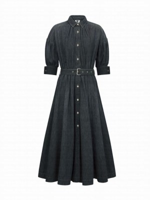 Christian Dior Women's Flared Mid-Length Dress Gray