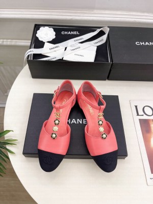 Chanel Lambsink & Grosgrain Camellia T-Strap Mary Janes Flat Sandals Pink 2025