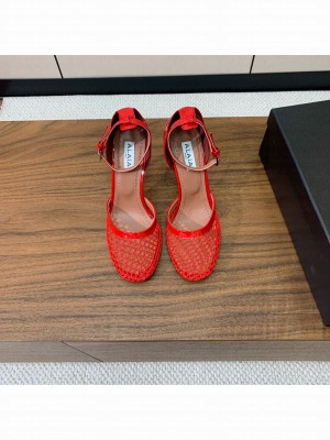 Alaïa HIGH FISHNET PUMPS RED