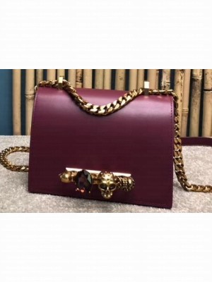 Alexander Mcqueen Small Jewelled Satchel Bag Smooth Calf Leather Dark Rose