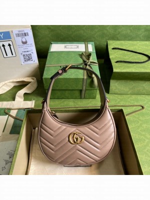 Gucci GG Marmont half-moon-shaped mini bag 699514 dark pink