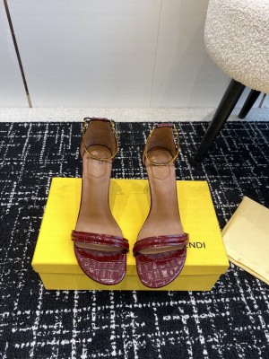 Fendi Filo high-heeled sandals 10cm in stone-Embossed Leather Burgundy 2024