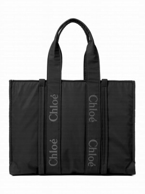 Chloe Large Woody Tote Bag Black