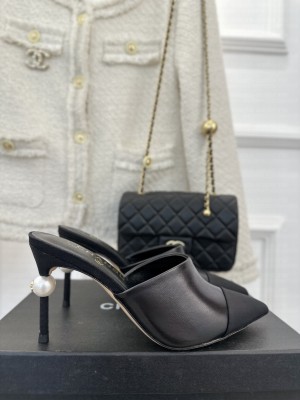 Chanel Pearl Heel 8.5cm Slide Mule 02