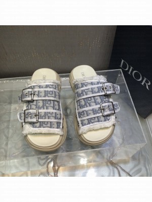 Dior Dior D-Wander Flat Slide Sandals Gray Oblique 2022 Collection