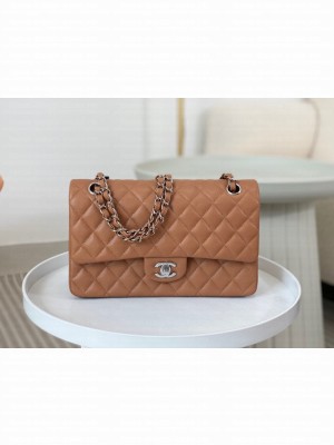 CHANEL CLASSIC 11.12 HANDBAG AS01112 BROWN&Silver Metal
