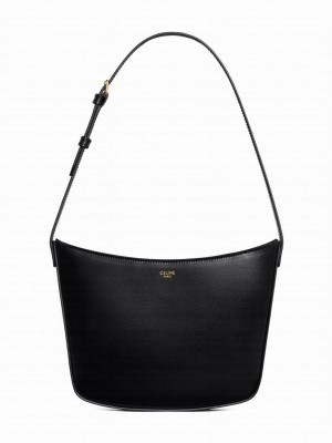 Celine Medium Celine Croque Bag In Shiny Calfskin Black