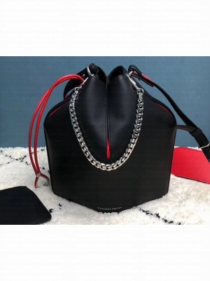 Alexander Mcqueen Calf Leather The Bucket Bag Black/Red