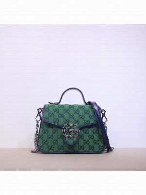 Gucci GG Marmont Multicolor mini top handle bag 583571 green