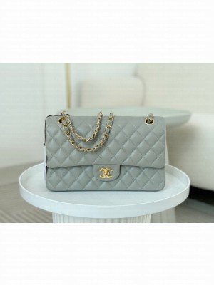 CHANEL CLASSIC 11.12 HANDBAG AS01112 GRAY&GOLD Metal