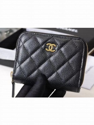 Chanel Classic Small Zipped Card Holder 60086 Grained Calfskin Black/Gold