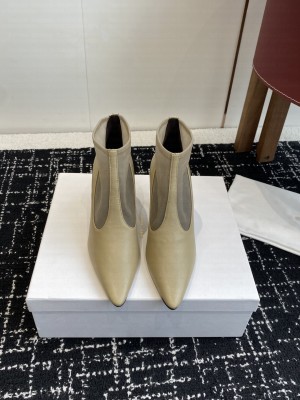 The Row Mesh and leather 80mm Heel Ankle boots Beige