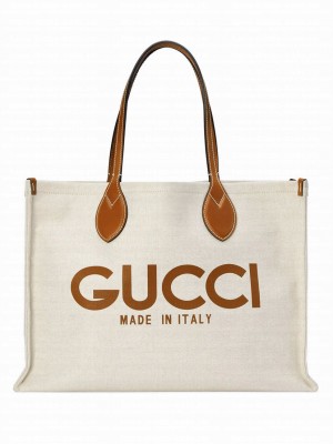 Gucci Medium Tote Bag With Gucci Print 772176 Coffee