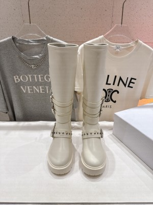 Christian Dior D-Fight Boot White Calfskin and Leather-Effect Stretch Material